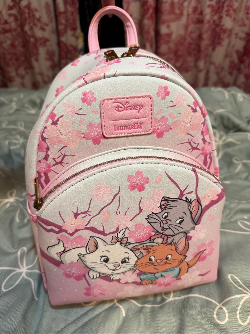 NWT Loungefly Disney Pink Cherry Blossom Aristocats Mini Backpack